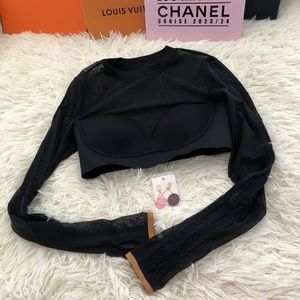 Womens Adidas Originals Beyonce Ivy Park Long Sleeves Mesh Crop Top GP4746 Black